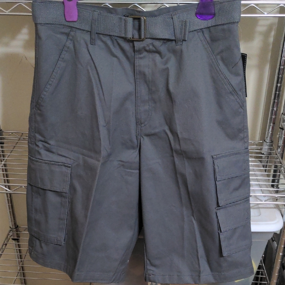 Men's Gray Cargo Shorts with Belt